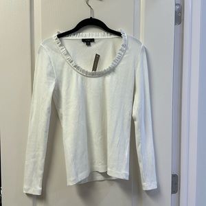 J. Crew ribbed long sleeve with ruffle detail, NWT